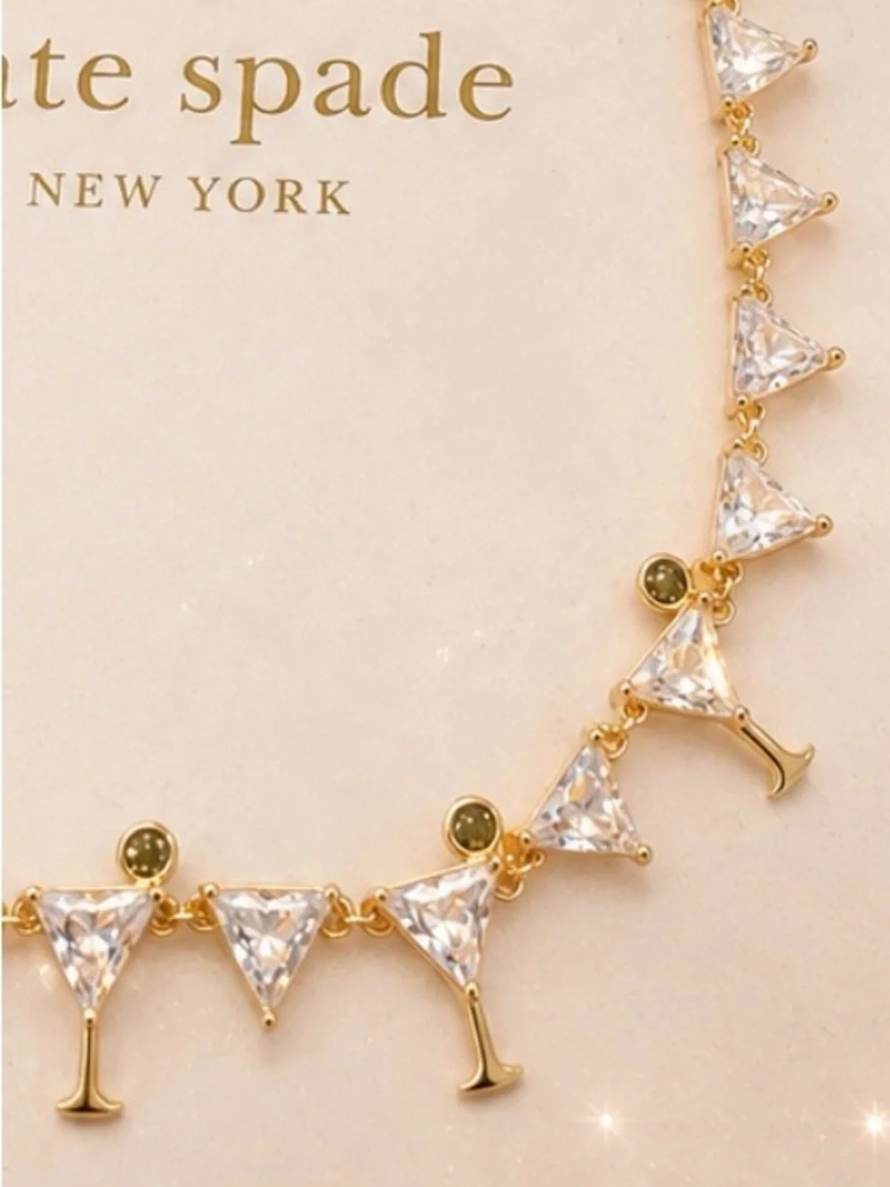 Kate Spade New York Crystal Martini Statement Necklace – Gold Tone